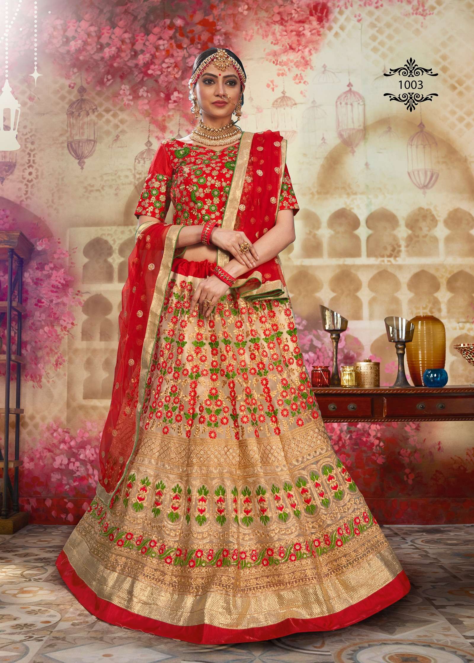 ATTRACTIVE PINK COLOR HEAVY DESIGNER BRIDAL WEAR FANCY LEHENGA